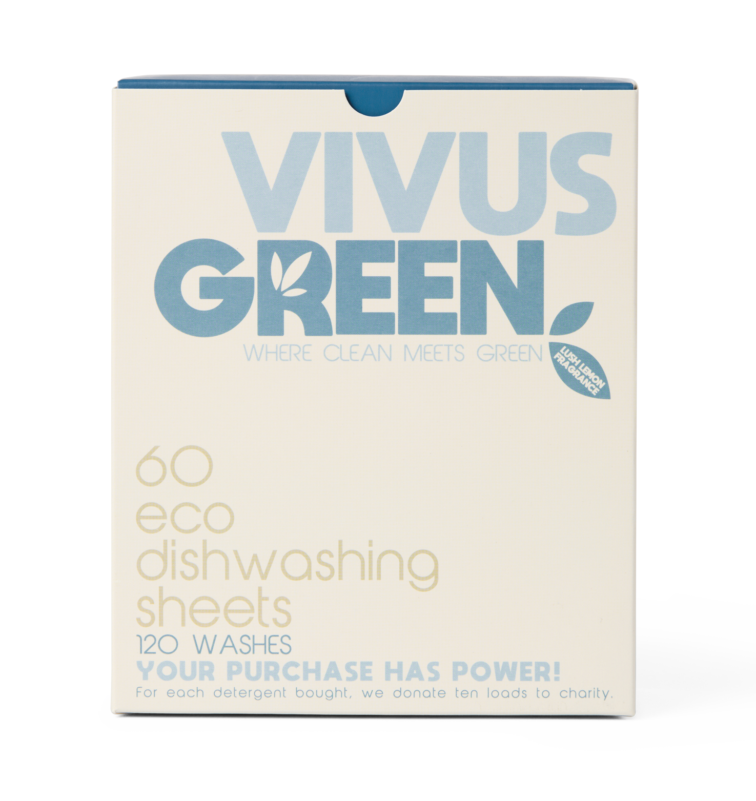 Front of Dishwashing Detergent Box. 60 sheets or 120 washes