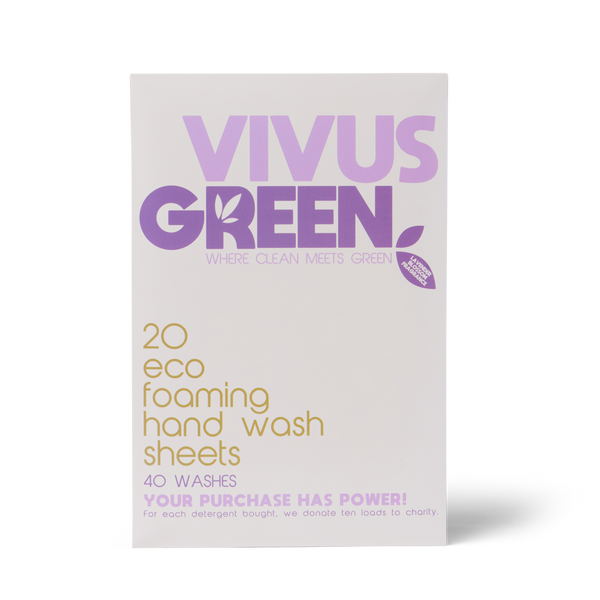 A box of Vivus Green eco foaming handwash sheets with 20 sheets for 40 washes.