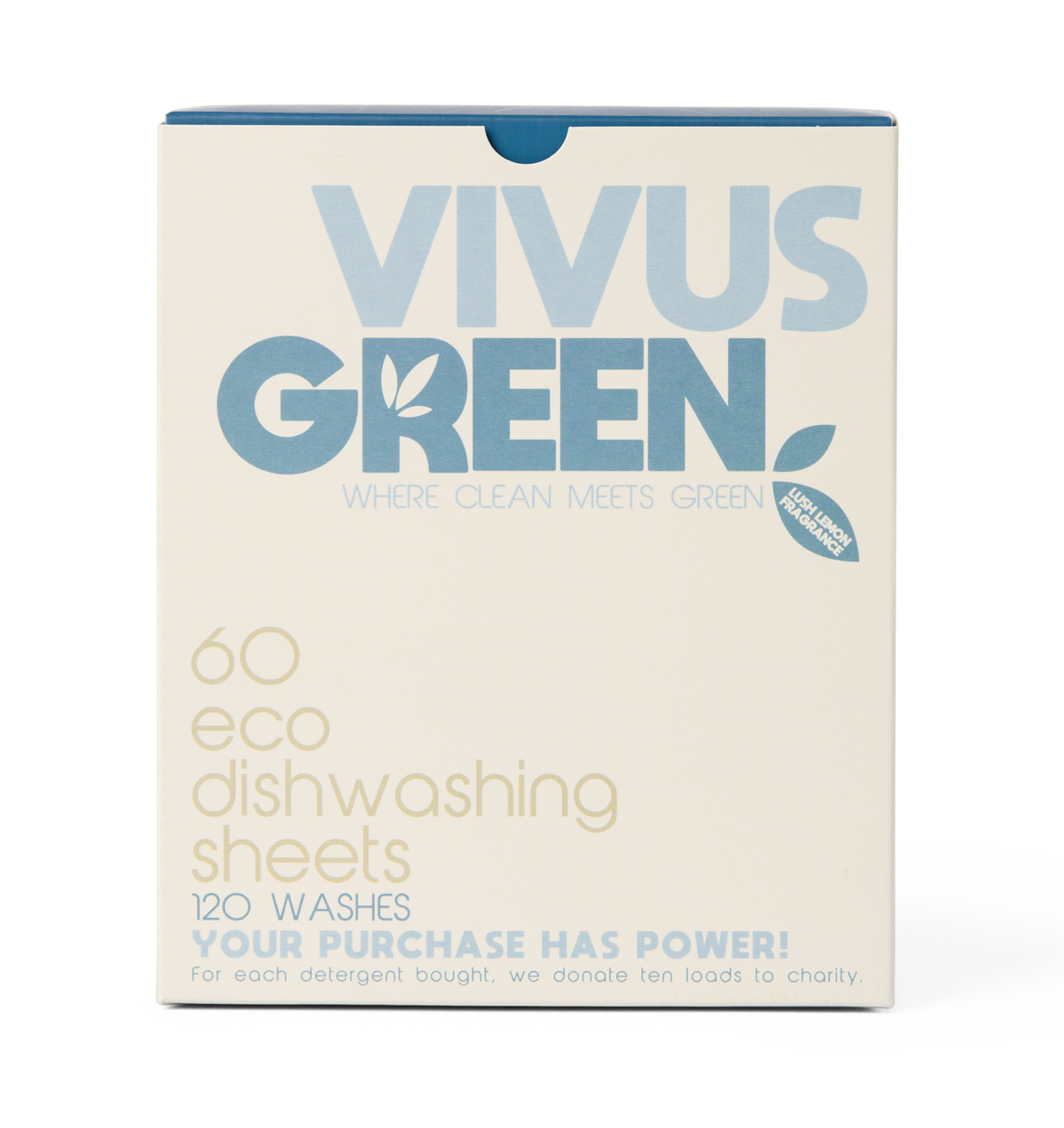 Front of Dishwashing Detergent Box. 60 sheets or 120 washes